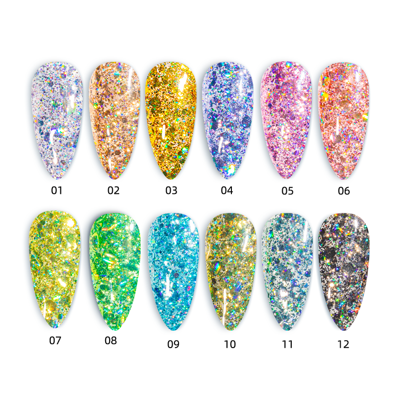 Gran oferta Super Glitter 12 colores Uv Protection Nail Art Gel