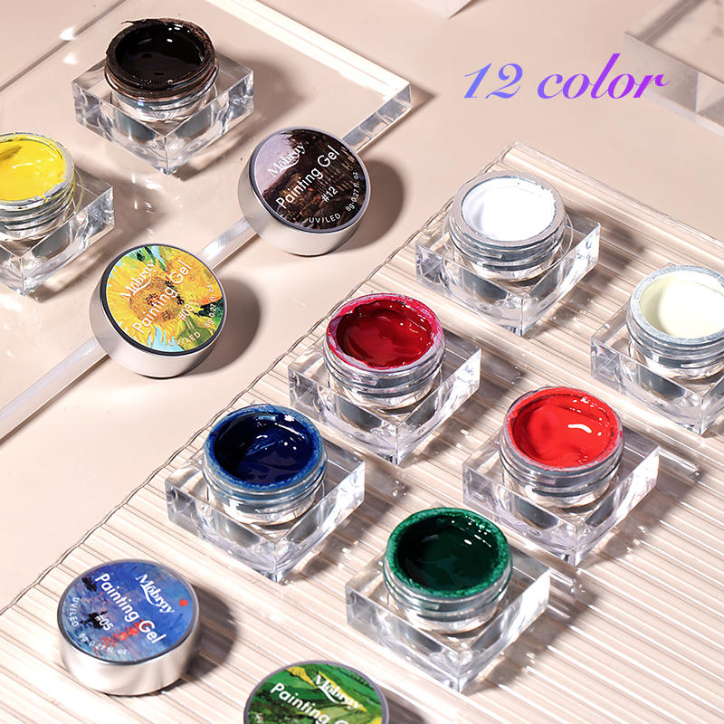 Policio para gel de pintura de arte de uñas de 12 colores con bajo precio
